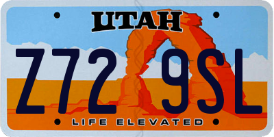 UT license plate Z729SL