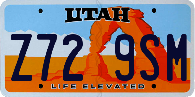 UT license plate Z729SM