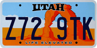 UT license plate Z729TK