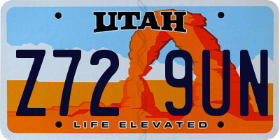 UT license plate Z729UN