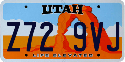 UT license plate Z729VJ
