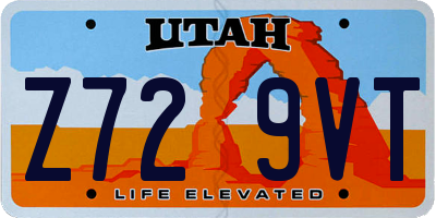 UT license plate Z729VT
