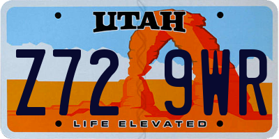 UT license plate Z729WR