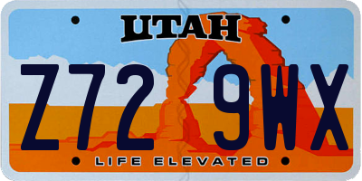 UT license plate Z729WX