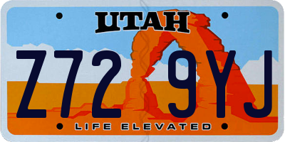 UT license plate Z729YJ