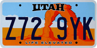 UT license plate Z729YK