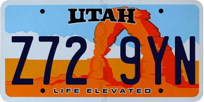 UT license plate Z729YN