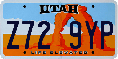 UT license plate Z729YP