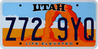 UT license plate Z729YQ