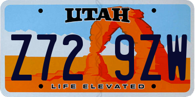 UT license plate Z729ZW