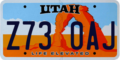 UT license plate Z730AJ