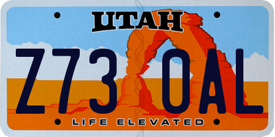 UT license plate Z730AL