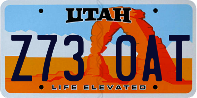 UT license plate Z730AT