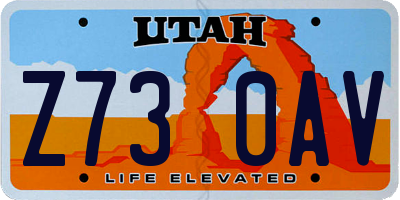 UT license plate Z730AV