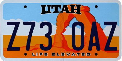 UT license plate Z730AZ