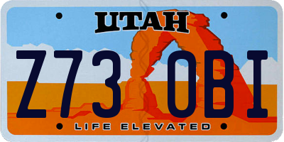 UT license plate Z730BI