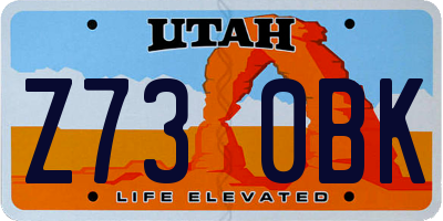 UT license plate Z730BK