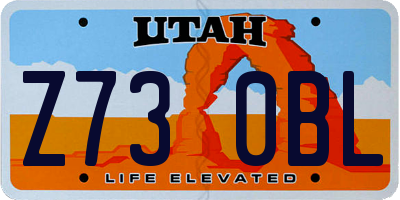 UT license plate Z730BL