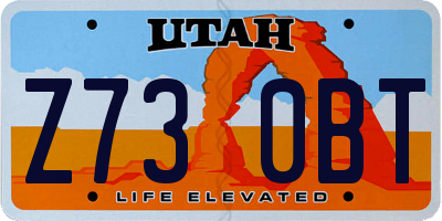 UT license plate Z730BT
