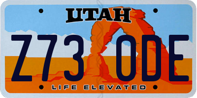 UT license plate Z730DE