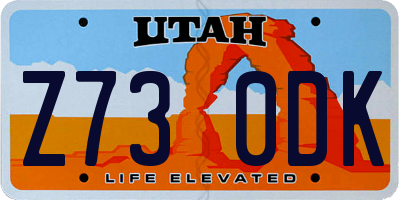 UT license plate Z730DK