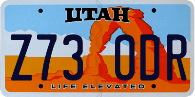 UT license plate Z730DR