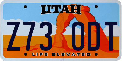 UT license plate Z730DT