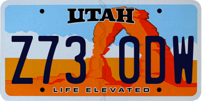 UT license plate Z730DW