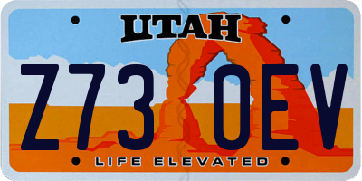 UT license plate Z730EV
