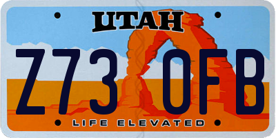 UT license plate Z730FB
