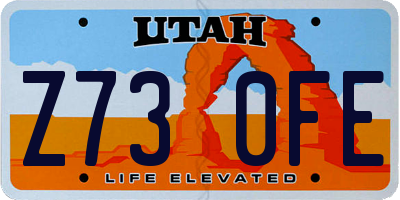 UT license plate Z730FE