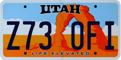 UT license plate Z730FI
