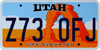 UT license plate Z730FJ