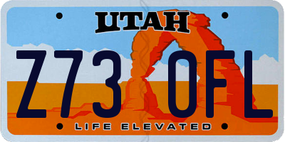 UT license plate Z730FL