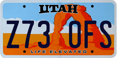 UT license plate Z730FS