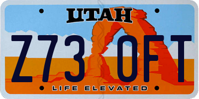 UT license plate Z730FT