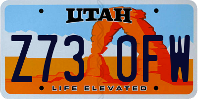 UT license plate Z730FW