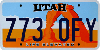 UT license plate Z730FY