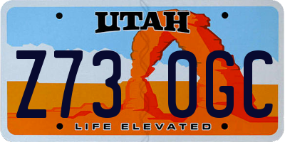 UT license plate Z730GC