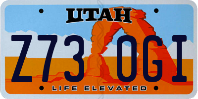 UT license plate Z730GI