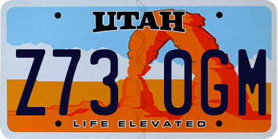UT license plate Z730GM