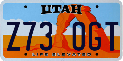UT license plate Z730GT