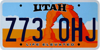 UT license plate Z730HJ