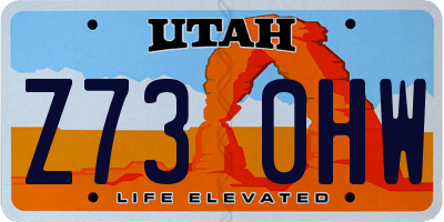 UT license plate Z730HW