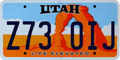 UT license plate Z730IJ
