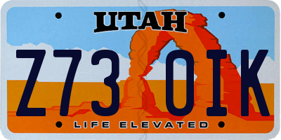 UT license plate Z730IK