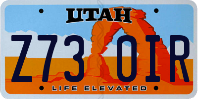 UT license plate Z730IR