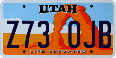 UT license plate Z730JB
