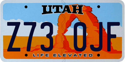 UT license plate Z730JF