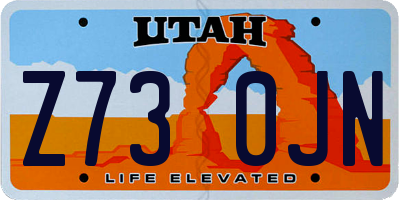 UT license plate Z730JN